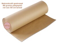 Natronkraft gestreept bruin inpakpapier, rol van 50 cm breed Natronkraft gestreept bruin inpakpapier, rol van 50 cm breed