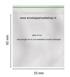 Gripzakjes  55 x 65 mm met ponsgat. Doos van 1000 st.