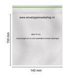 Gripzakjes 140 x 150 mm met ponsgat. Doos van 1000 st.