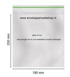 Gripzakjes 190 x 250 mm met ponsgat. Doos van 1000 st.