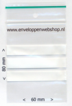 Gripzakjes met schrijfvlak en ponsgat 60 x 80 mm. Bundel van 100 st. Gripzakjes met schrijfvlak en ponsgat 60 x 80 mm. Bundel van 100 st.
